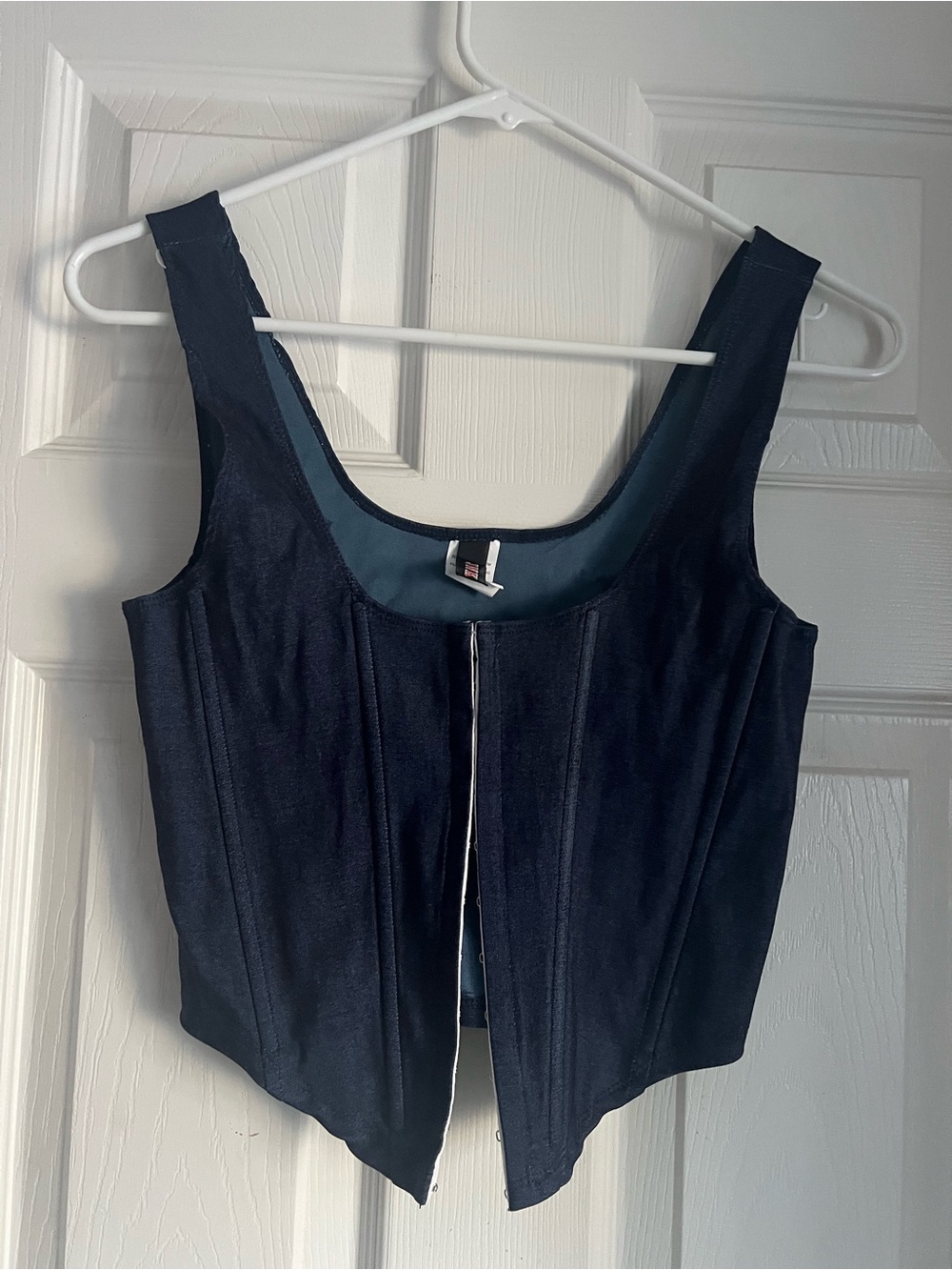 Structured Navy Zip-Front Cropped Tank Top